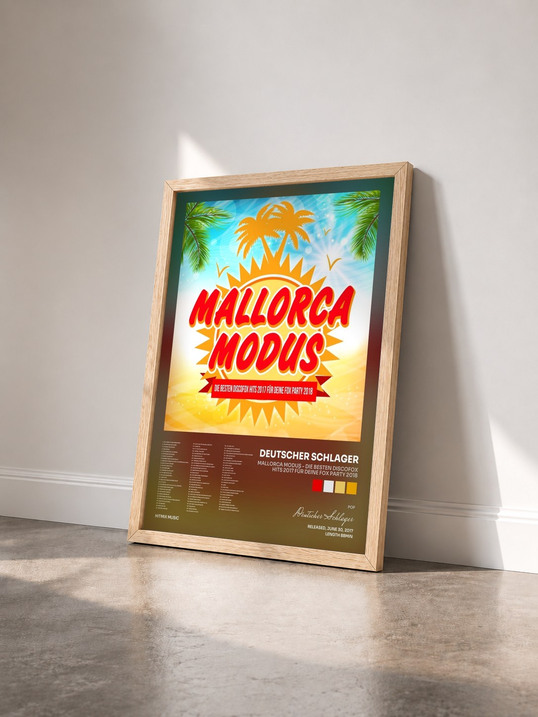 #bois Tableau de l'album Mallorca Modus - Die besten Discofox Hits 2017 für deine Fox Party 2018 de Deutscher Schlager vu de trois quarts, cadre en bois brut