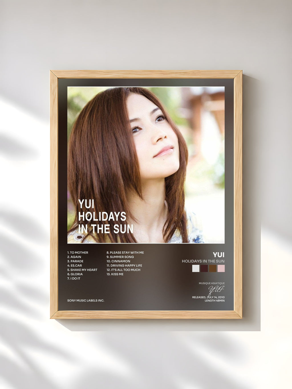 #bois Tableau de l'album HOLIDAYS IN THE SUN de YUI, cadre en bois brut, imprimé et encadré en France
