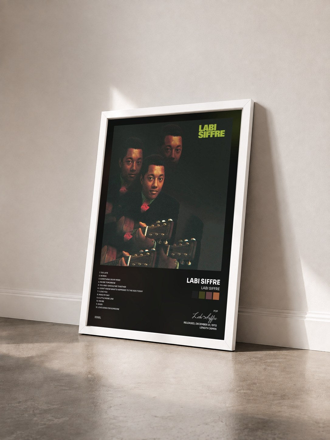 #blanc Tableau de l'album Labi Siffre de Labi Siffre vu de trois quarts, cadre blanc