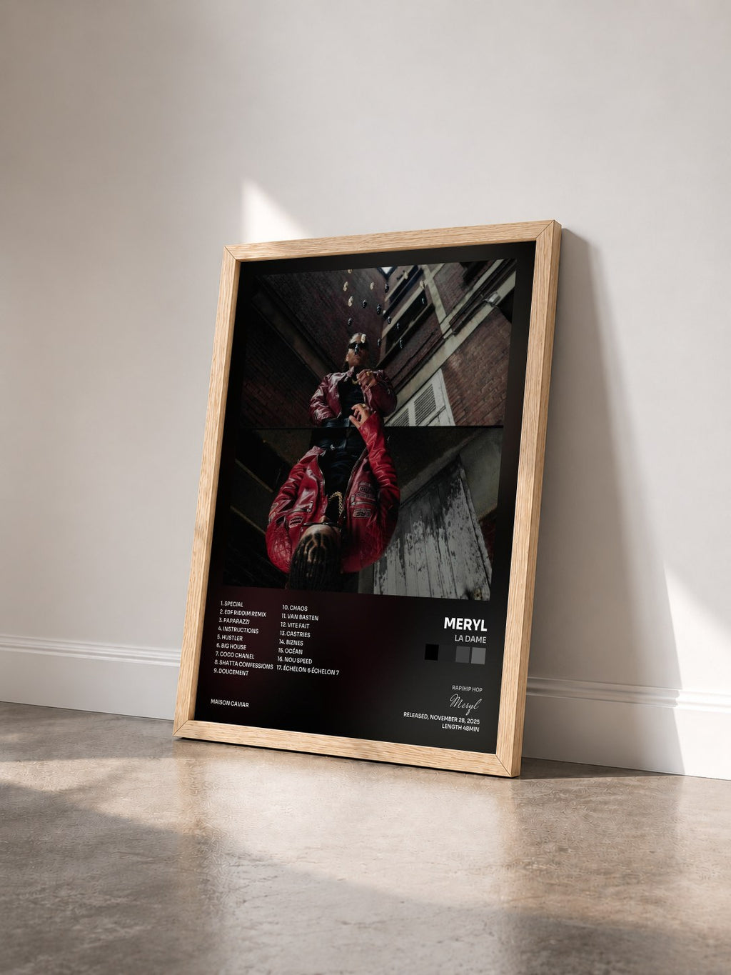 #bois Tableau de l'album La Dame de Meryl vu de trois quarts, cadre en bois brut