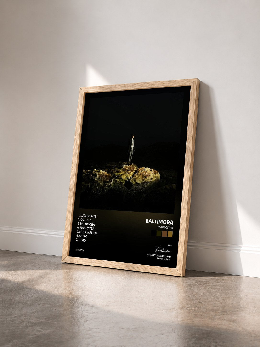 #bois Tableau de l'album Marecittà de Baltimora vu de trois quarts, cadre en bois brut
