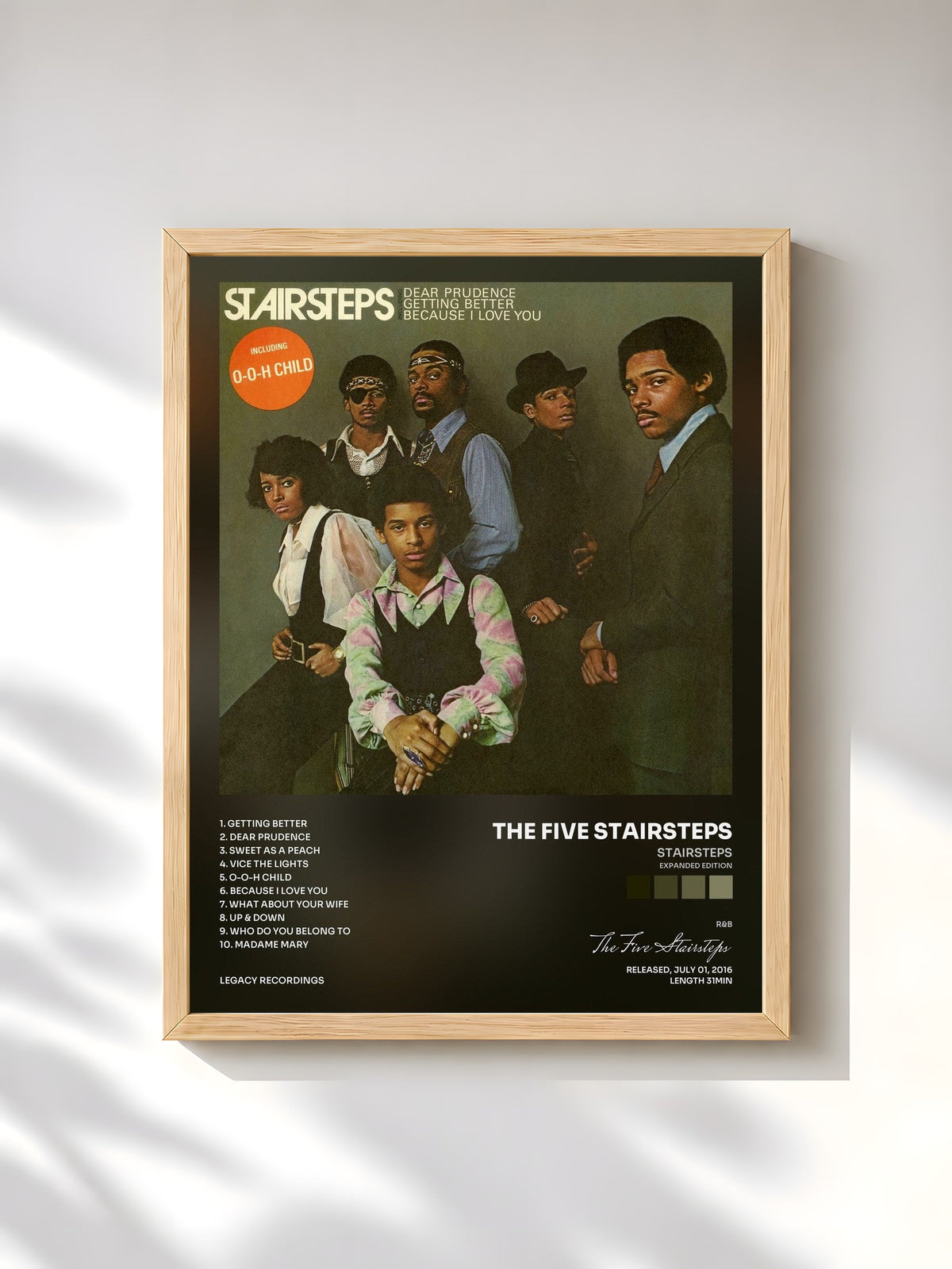 #bois Tableau de l'album Stairsteps (Expanded Edition) de The Five Stairsteps, cadre en bois brut, imprimé et encadré en France