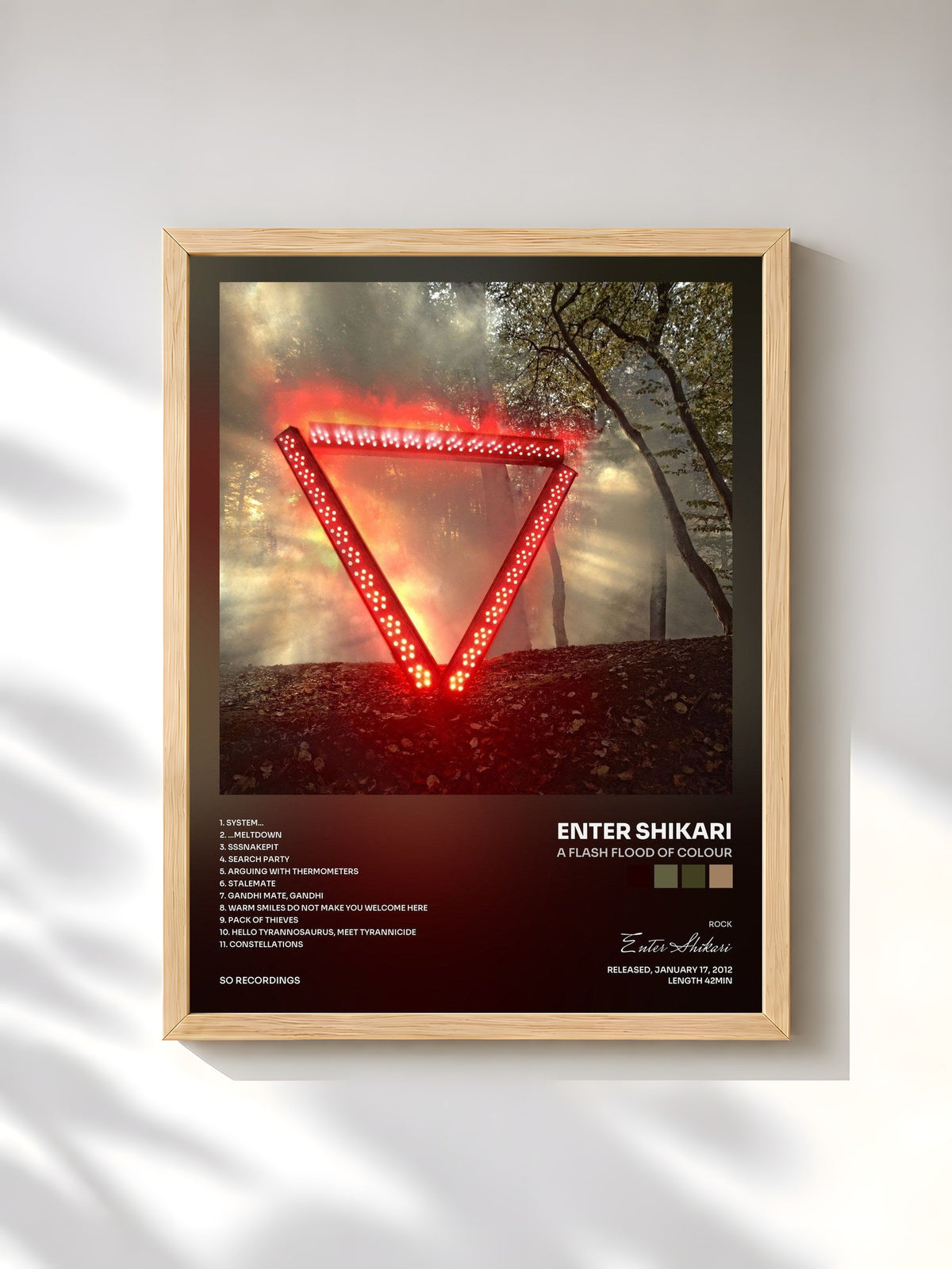 #bois Tableau de l'album A Flash Flood of Colour de Enter Shikari, cadre en bois brut, imprimé et encadré en France