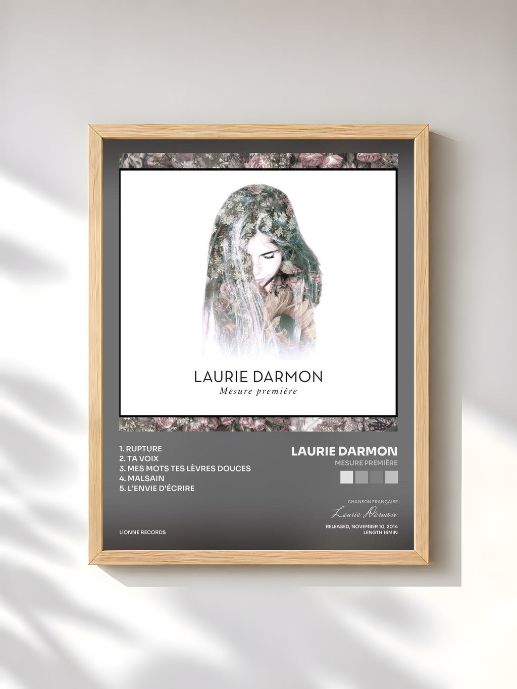 #bois Tableau de l'album Mesure première de Laurie Darmon, cadre en bois brut, imprimé et encadré en France