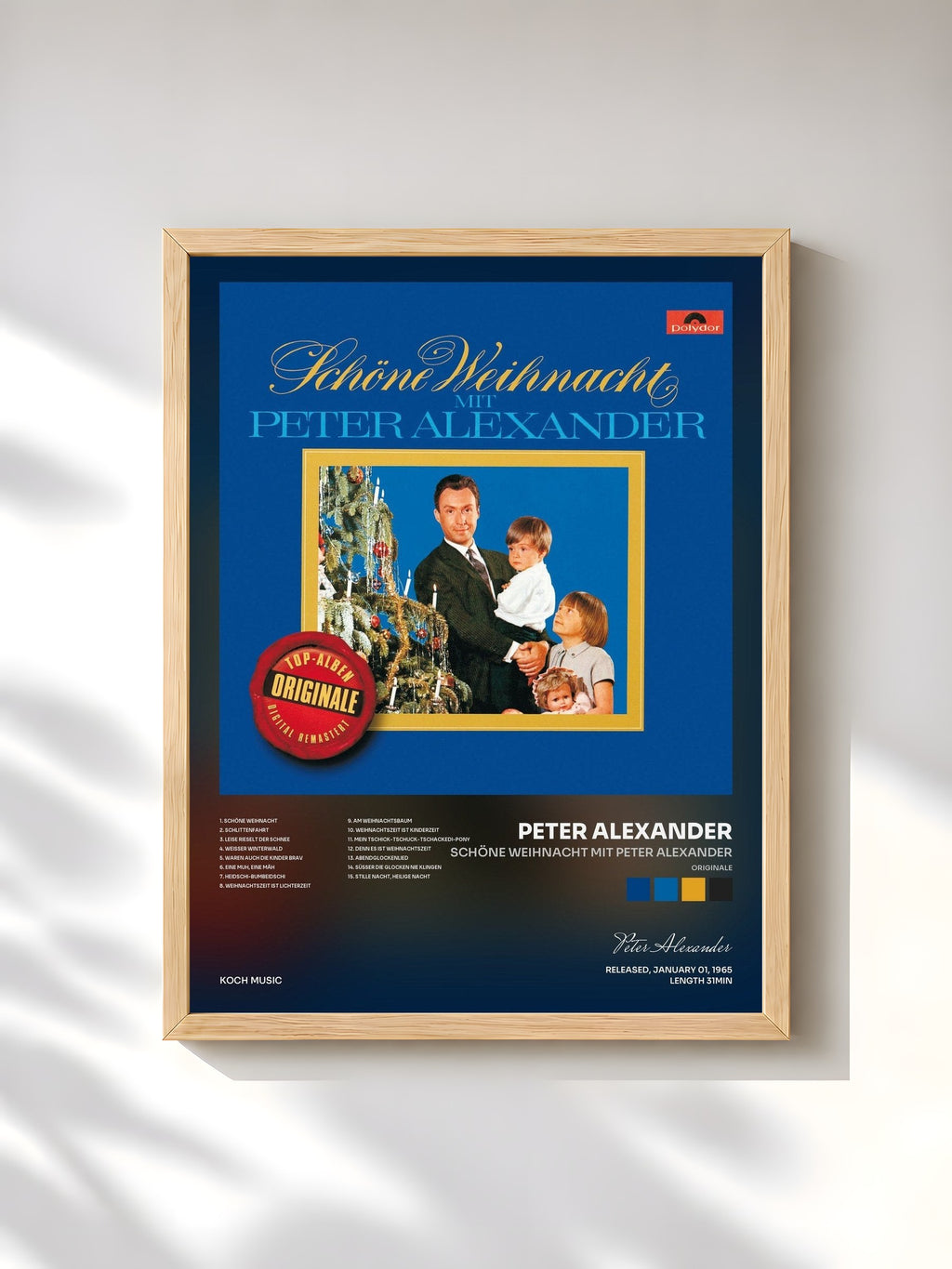 #bois Tableau de l'album Schöne Weihnacht mit Peter Alexander (Originale) de Peter Alexander, cadre en bois brut, imprimé et encadré en France