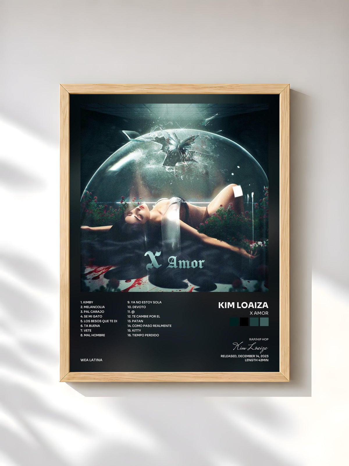 #bois Tableau de l'album X Amor de Kim Loaiza, cadre en bois brut, imprimé et encadré en France
