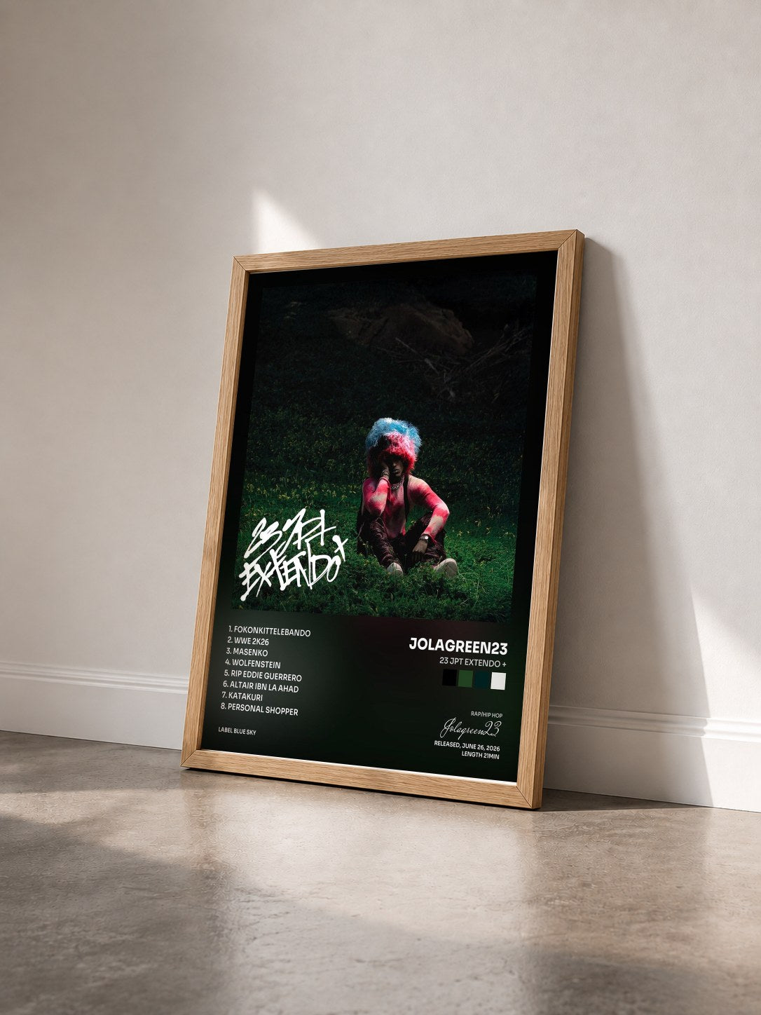 #bois Tableau de l'album 23 JPT EXTENDO + de Jolagreen23 vu de trois quarts, cadre en bois brut