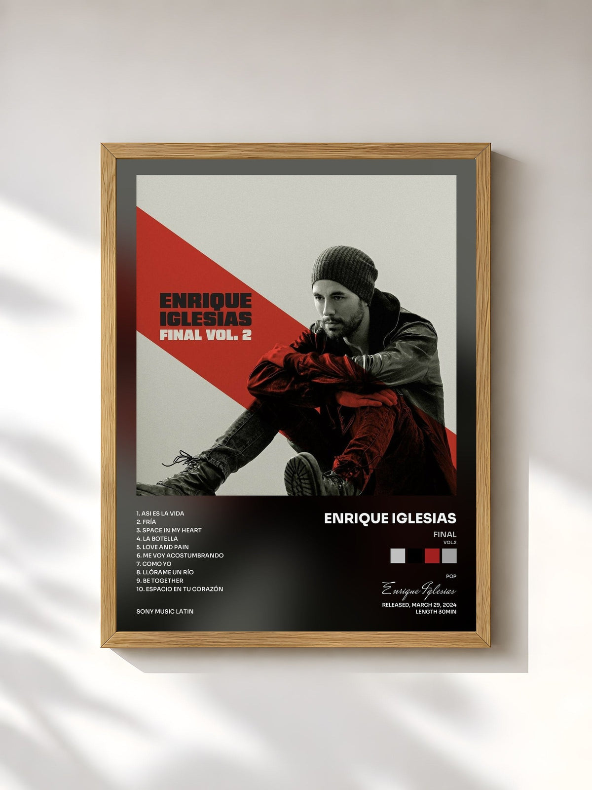 #bois Tableau de l'album FINAL (Vol.2) de Enrique Iglesias, cadre en bois brut, imprimé et encadré en France