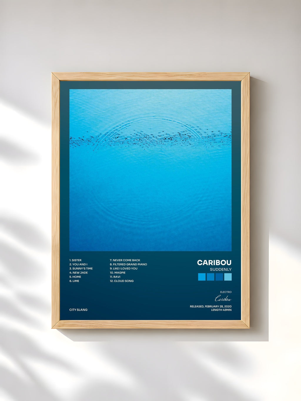 #bois Tableau de l'album Suddenly de Caribou, cadre en bois brut, imprimé et encadré en France