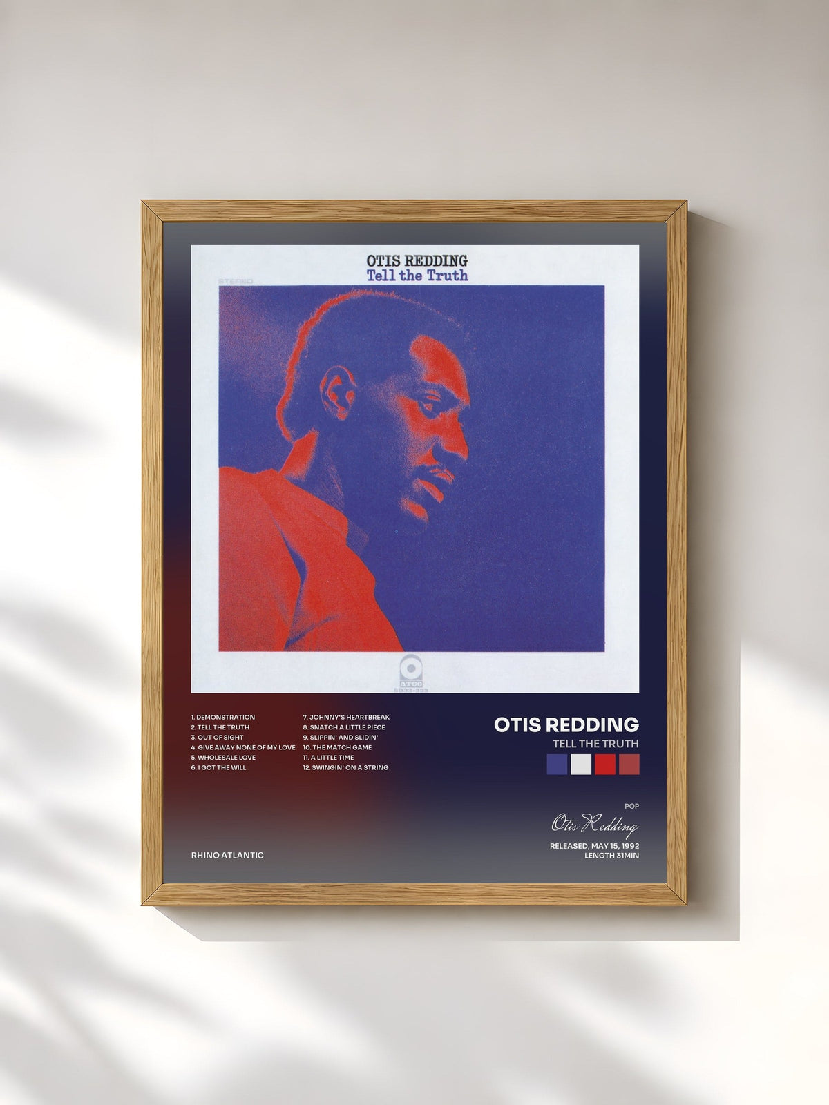 #bois Tableau de l'album Tell the Truth de Otis Redding, cadre en bois brut, imprimé et encadré en France