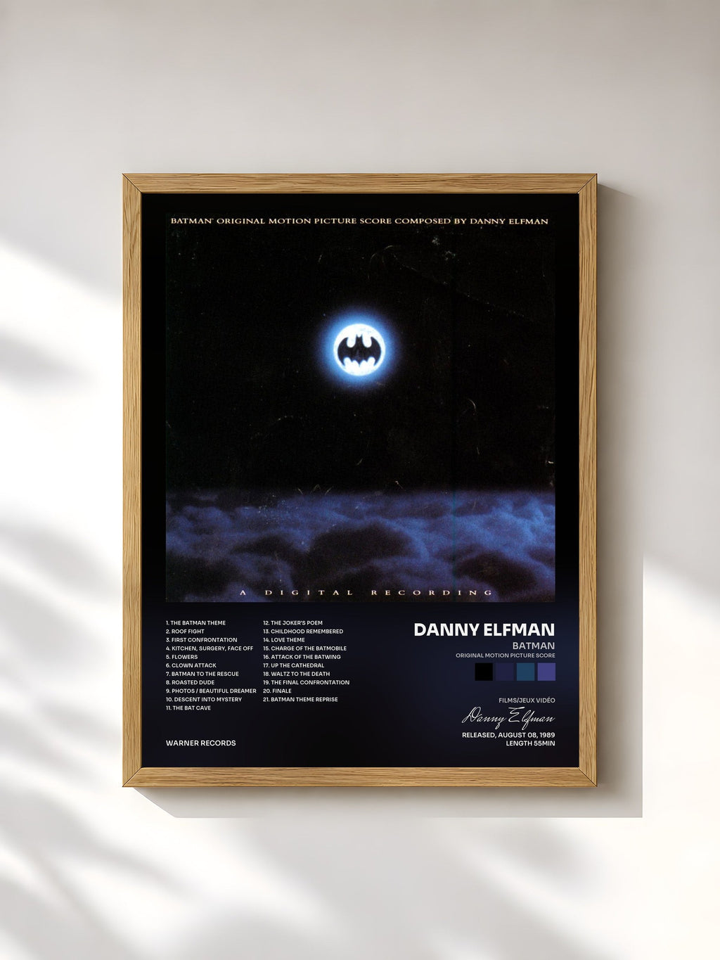 #bois Tableau de l'album Batman (Original Motion Picture Score) de Danny Elfman, cadre en bois brut, imprimé et encadré en France