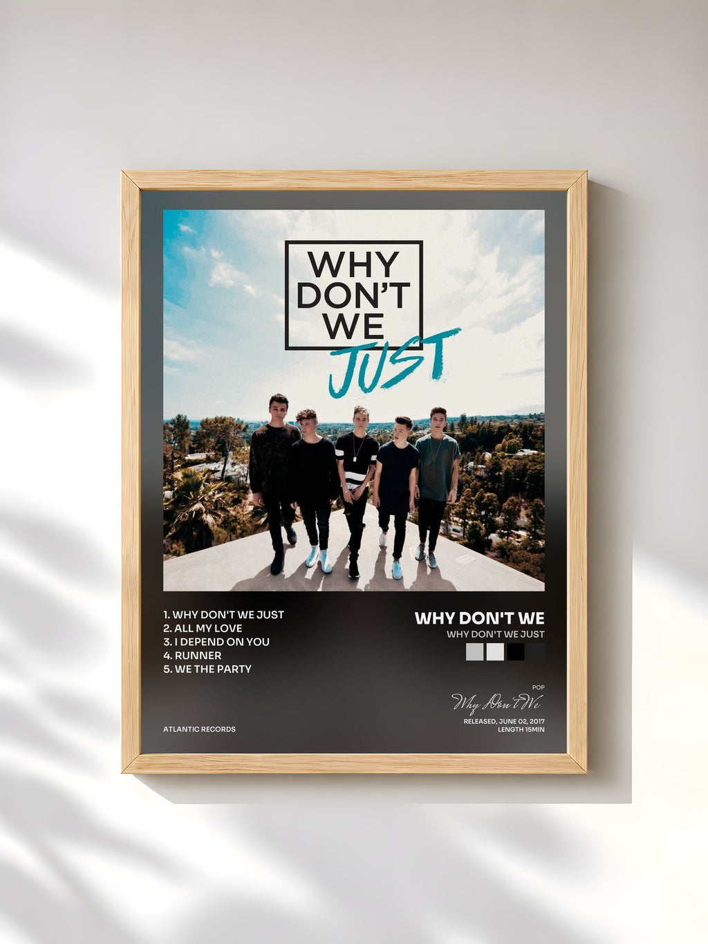 #bois Tableau de l'album Why Don't We Just de Why Don't We, cadre en bois brut, imprimé et encadré en France