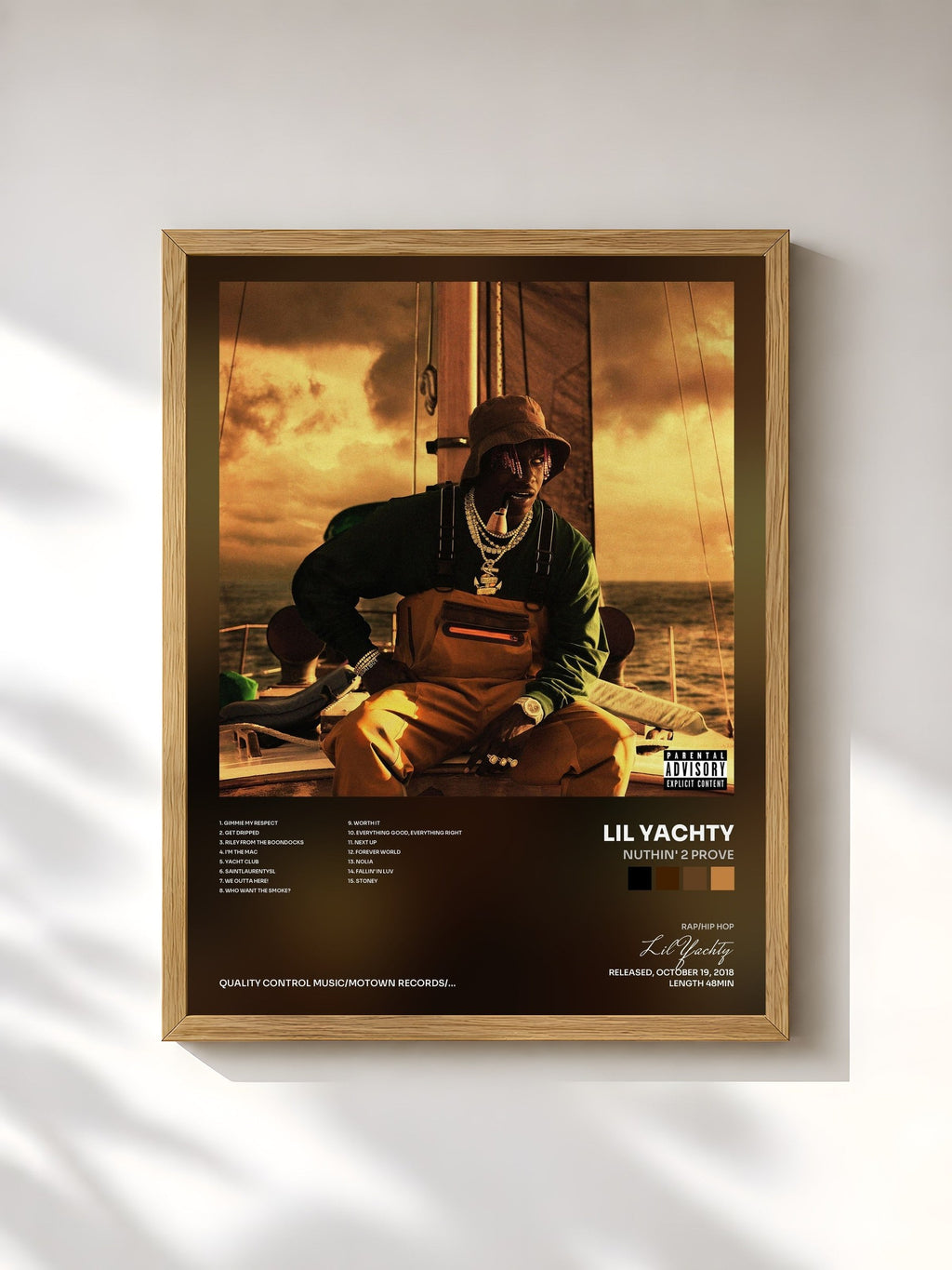 #bois Tableau de l'album Nuthin' 2 Prove de Lil Yachty, cadre en bois brut, imprimé et encadré en France