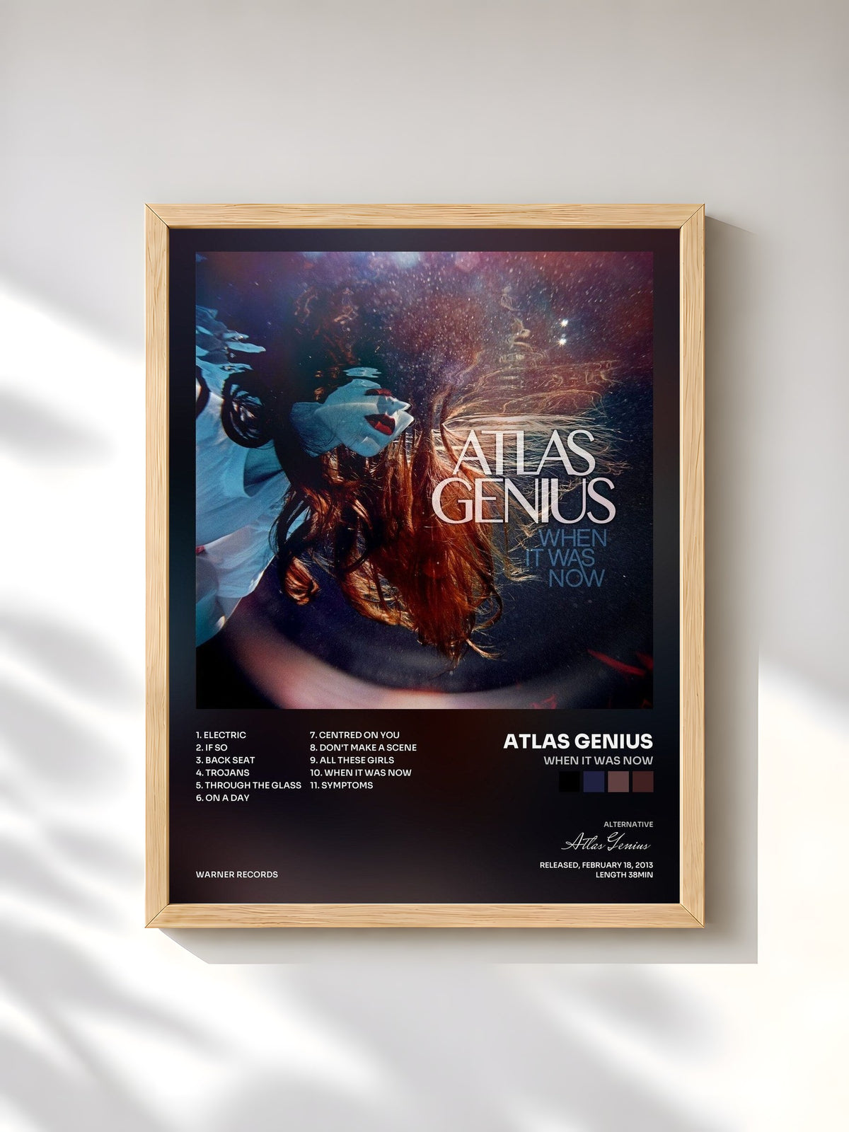#bois Tableau de l'album When It Was Now de Atlas Genius, cadre en bois brut, imprimé et encadré en France