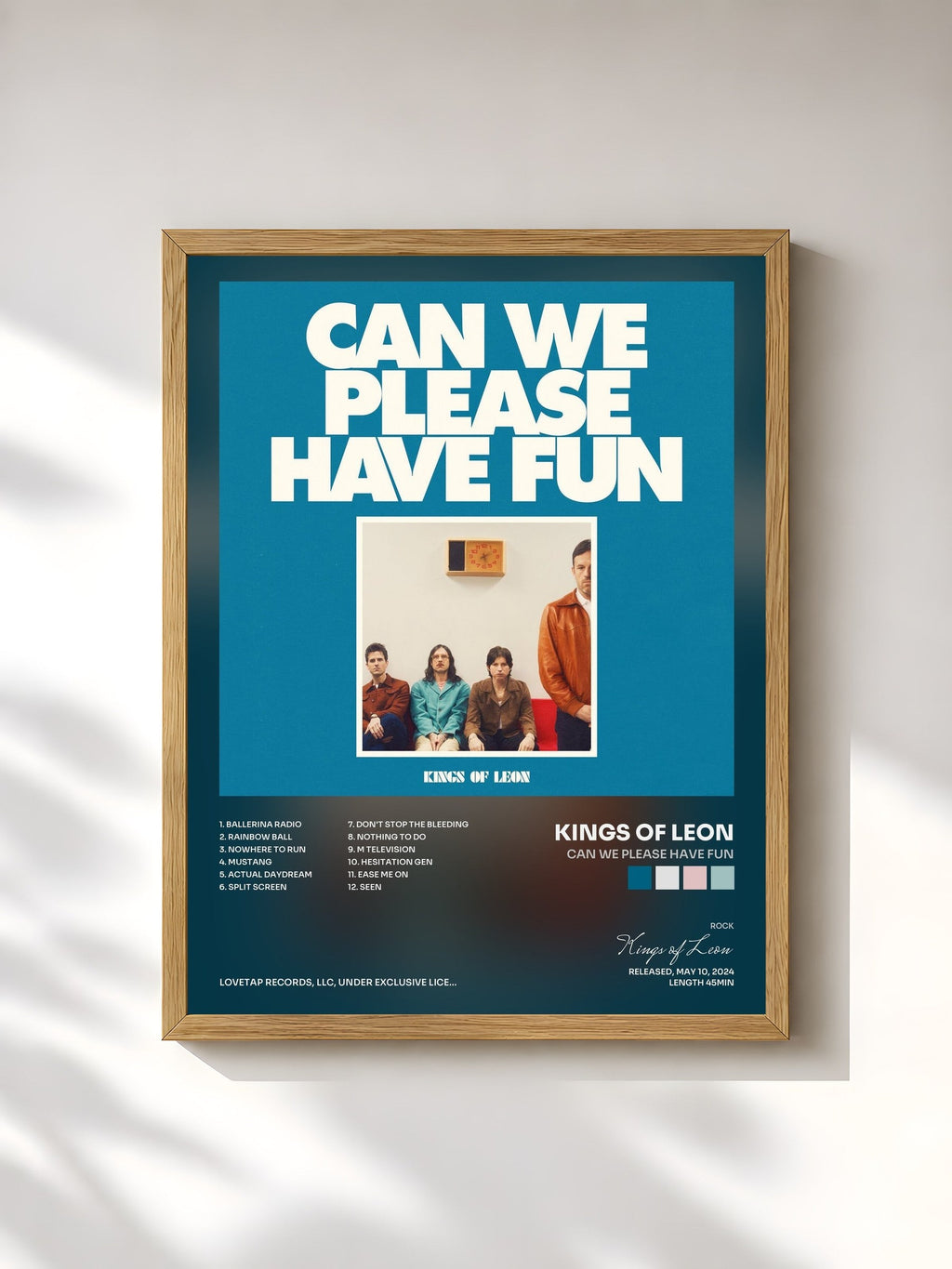 #bois Tableau de l'album Can We Please Have Fun de Kings of Leon, cadre en bois brut, imprimé et encadré en France