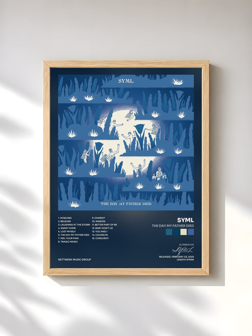 #bois Tableau de l'album The Day My Father Died de SYML, cadre en bois brut, imprimé et encadré en France