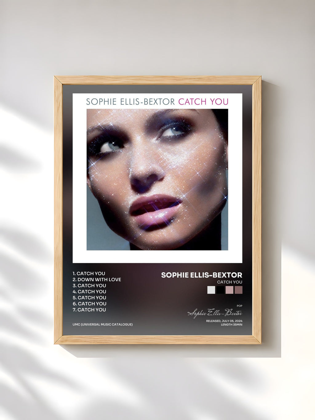 #bois Tableau de l'album Catch You de Sophie Ellis-Bextor, cadre en bois brut, imprimé et encadré en France