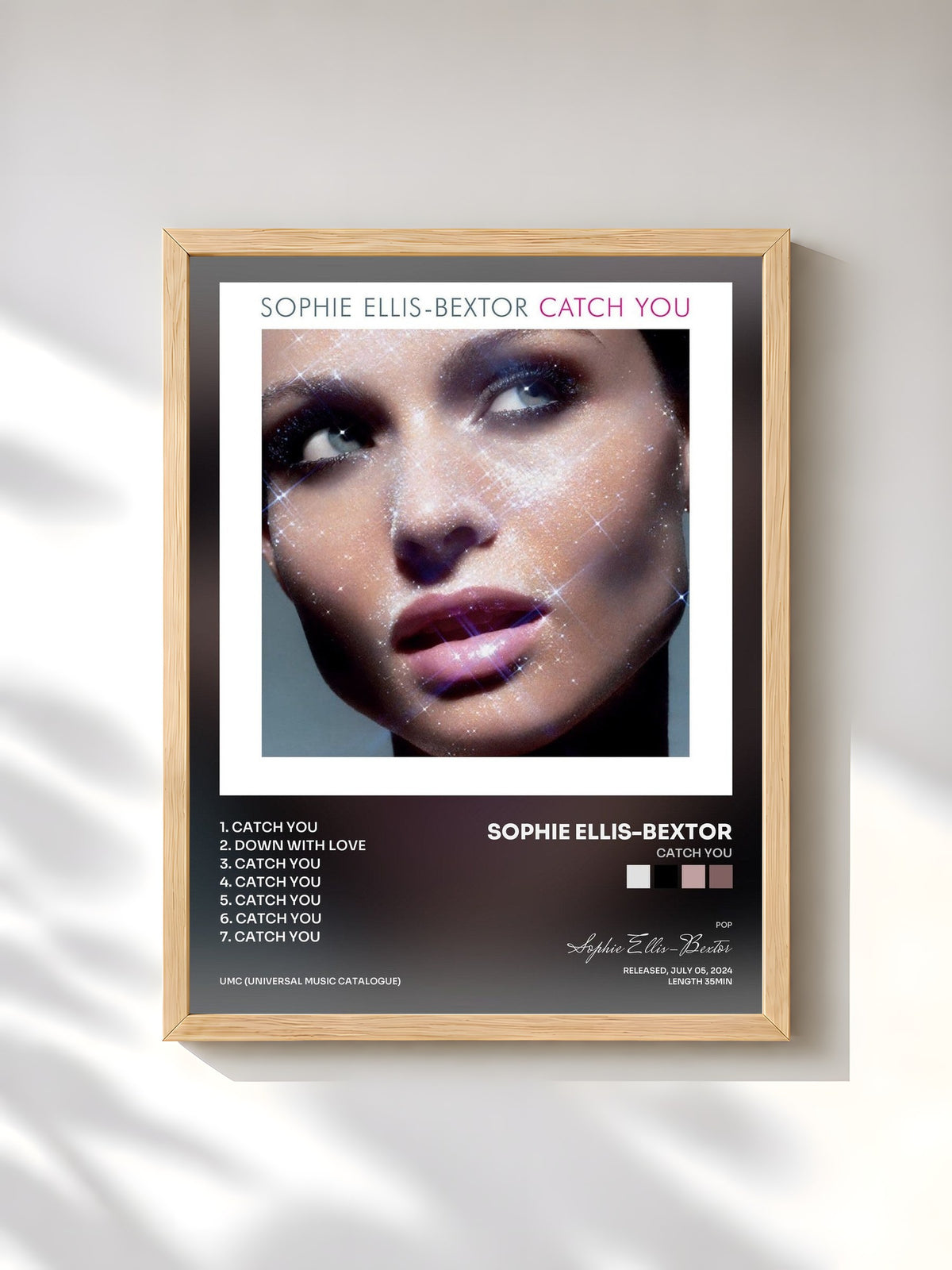 #bois Tableau de l'album Catch You de Sophie Ellis-Bextor, cadre en bois brut, imprimé et encadré en France