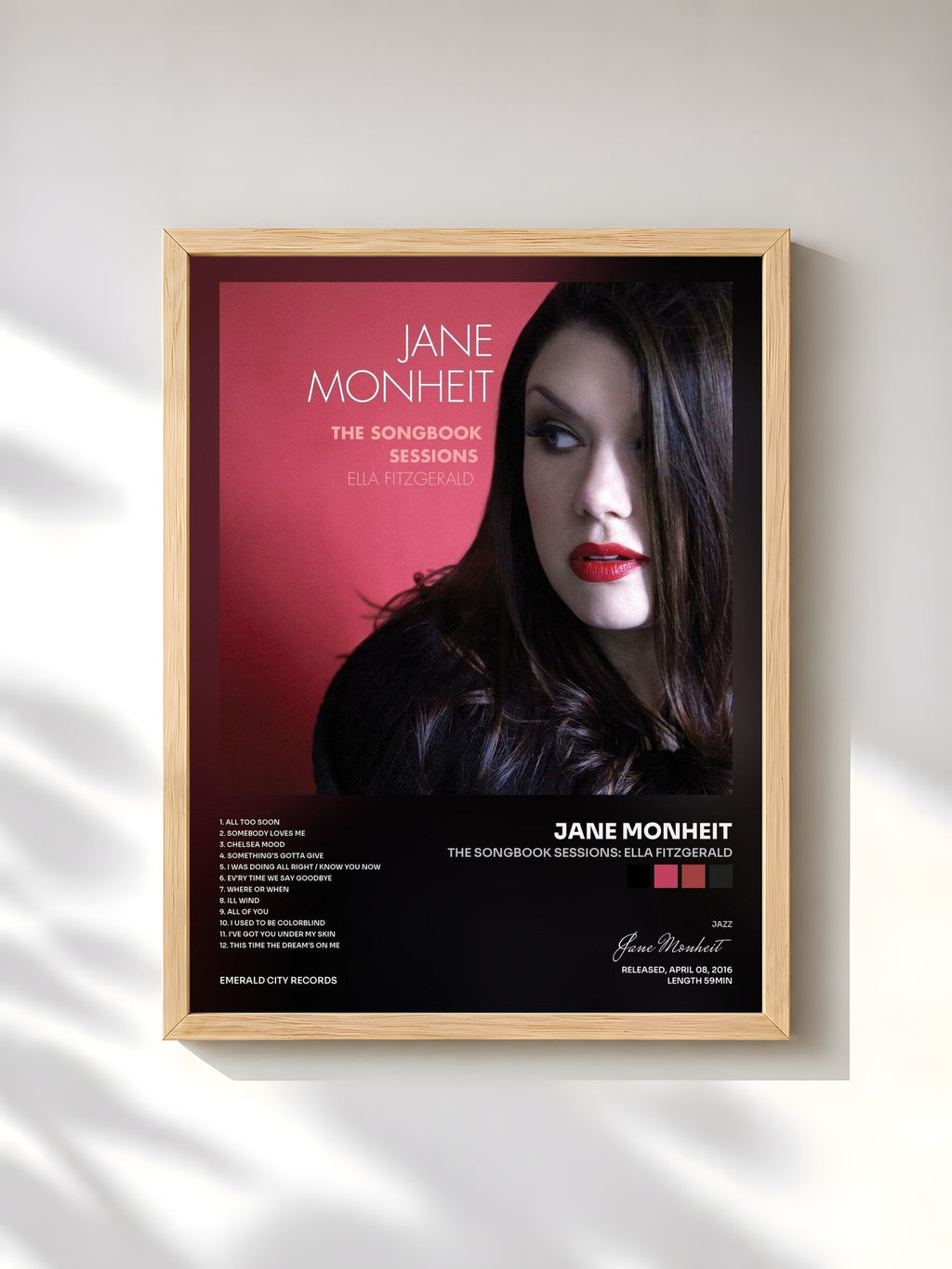 #bois Tableau de l'album The Songbook Sessions: Ella Fitzgerald de Jane Monheit, cadre en bois brut, imprimé et encadré en France