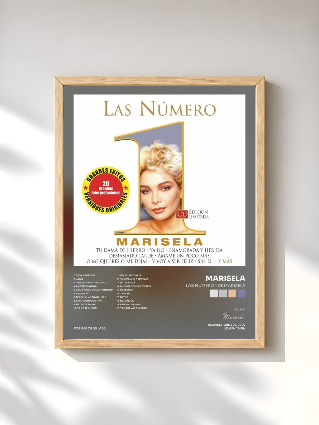 #bois Tableau de l'album Las Numero 1 De Marisela de Marisela, cadre en bois brut, imprimé et encadré en France