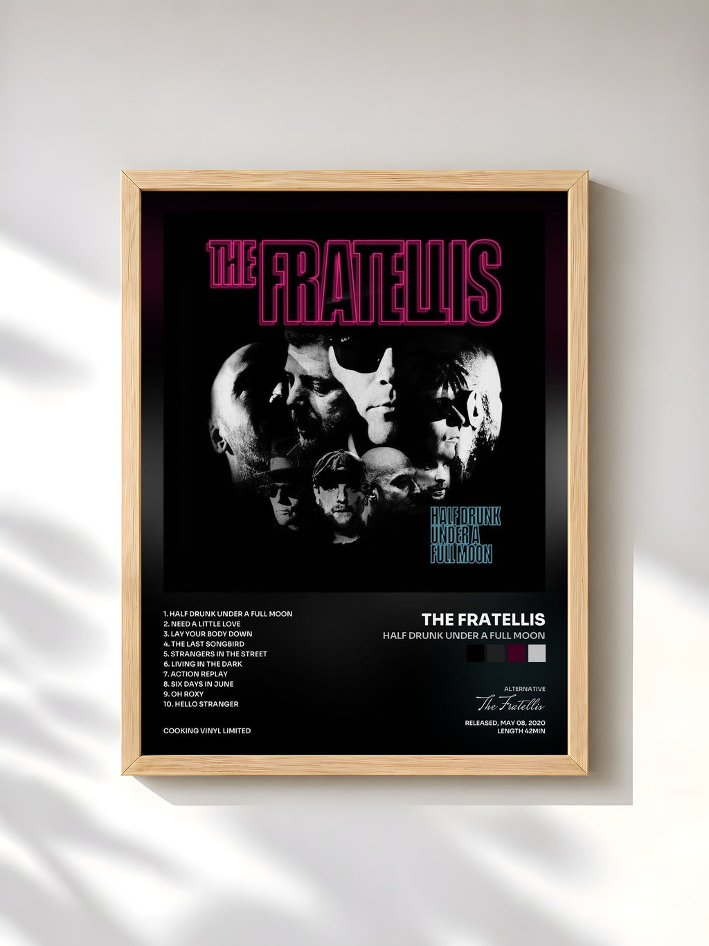 #bois Tableau de l'album Half Drunk Under a Full Moon de The Fratellis, cadre en bois brut, imprimé et encadré en France