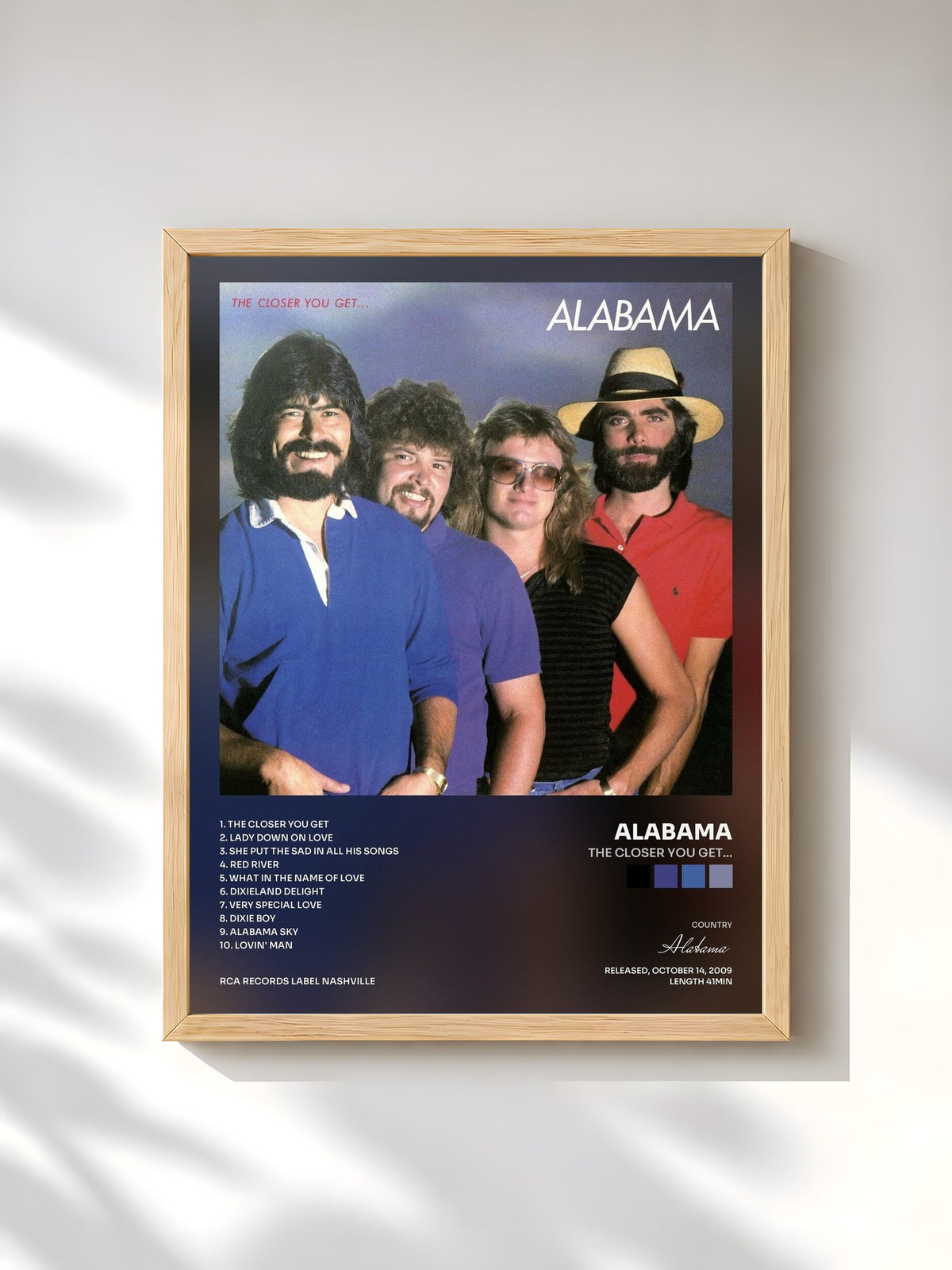 #bois Tableau de l'album The Closer You Get... de Alabama, cadre en bois brut, imprimé et encadré en France