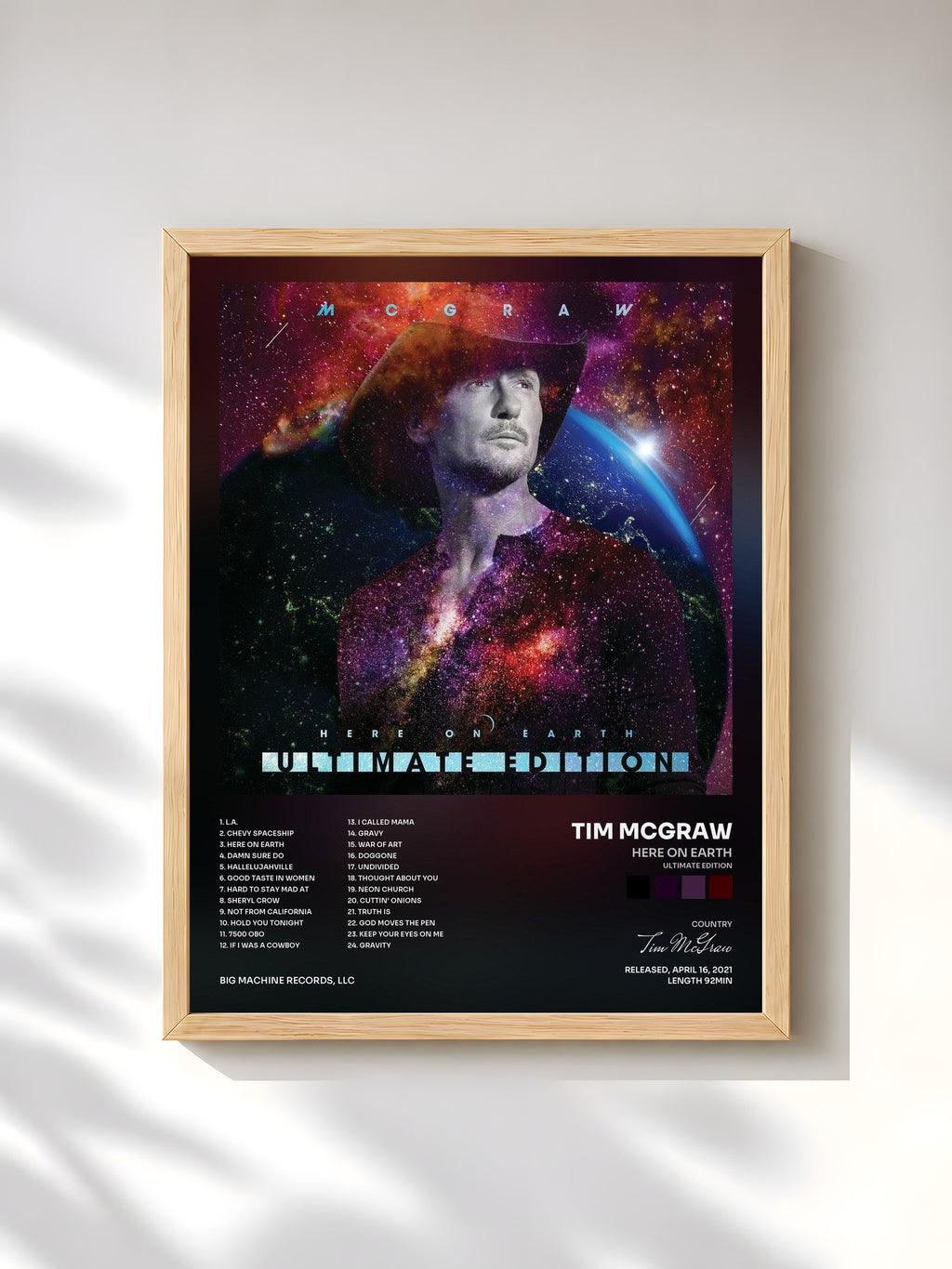 #bois Tableau de l'album Here On Earth (Ultimate Edition) de Tim McGraw, cadre en bois brut, imprimé et encadré en France