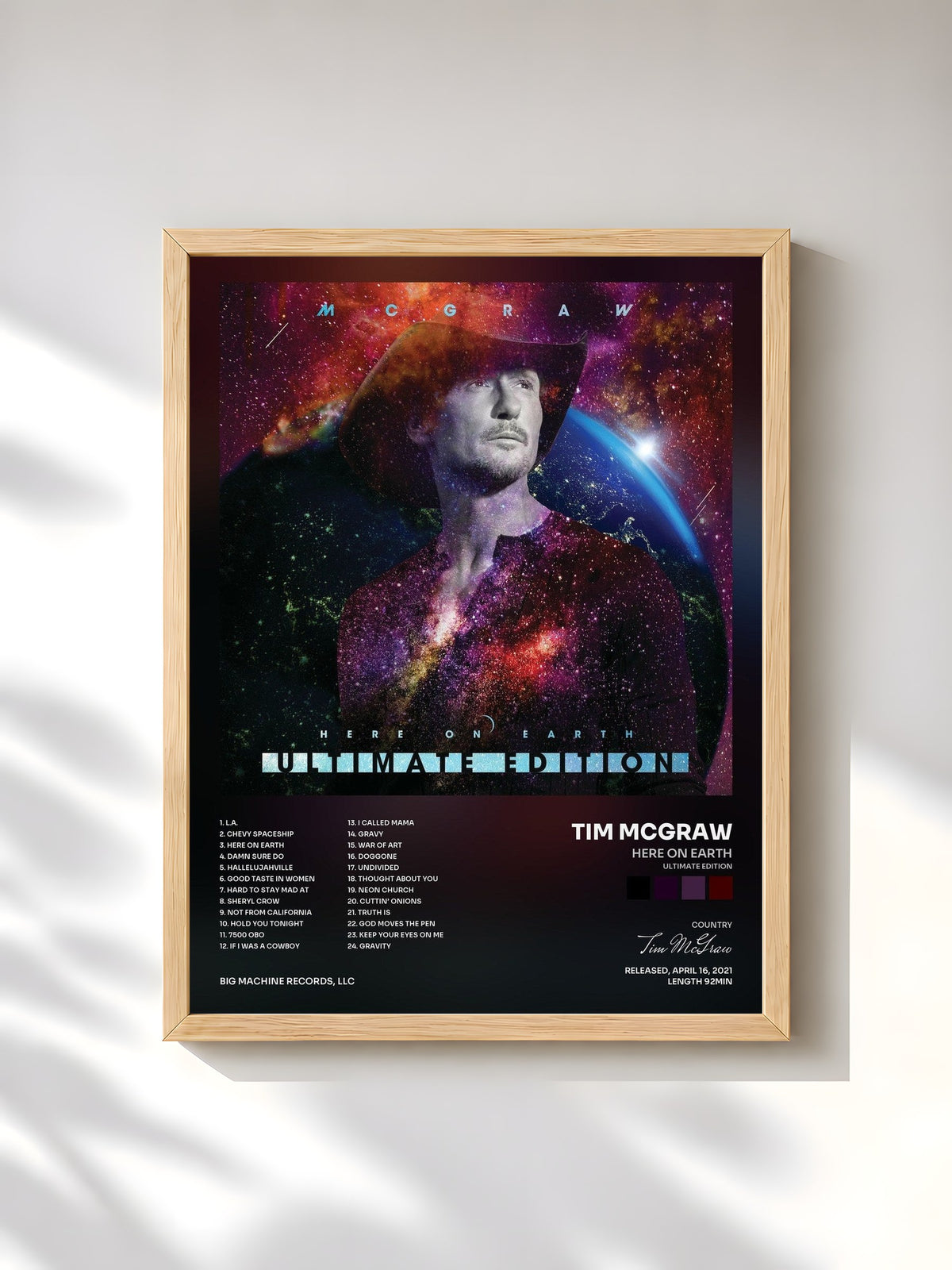 #bois Tableau de l'album Here On Earth (Ultimate Edition) de Tim McGraw, cadre en bois brut, imprimé et encadré en France