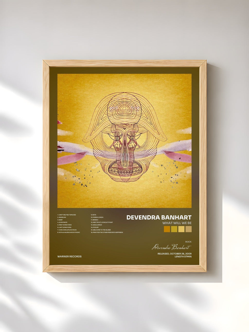 #bois Tableau de l'album What Will We Be de Devendra Banhart, cadre en bois brut, imprimé et encadré en France