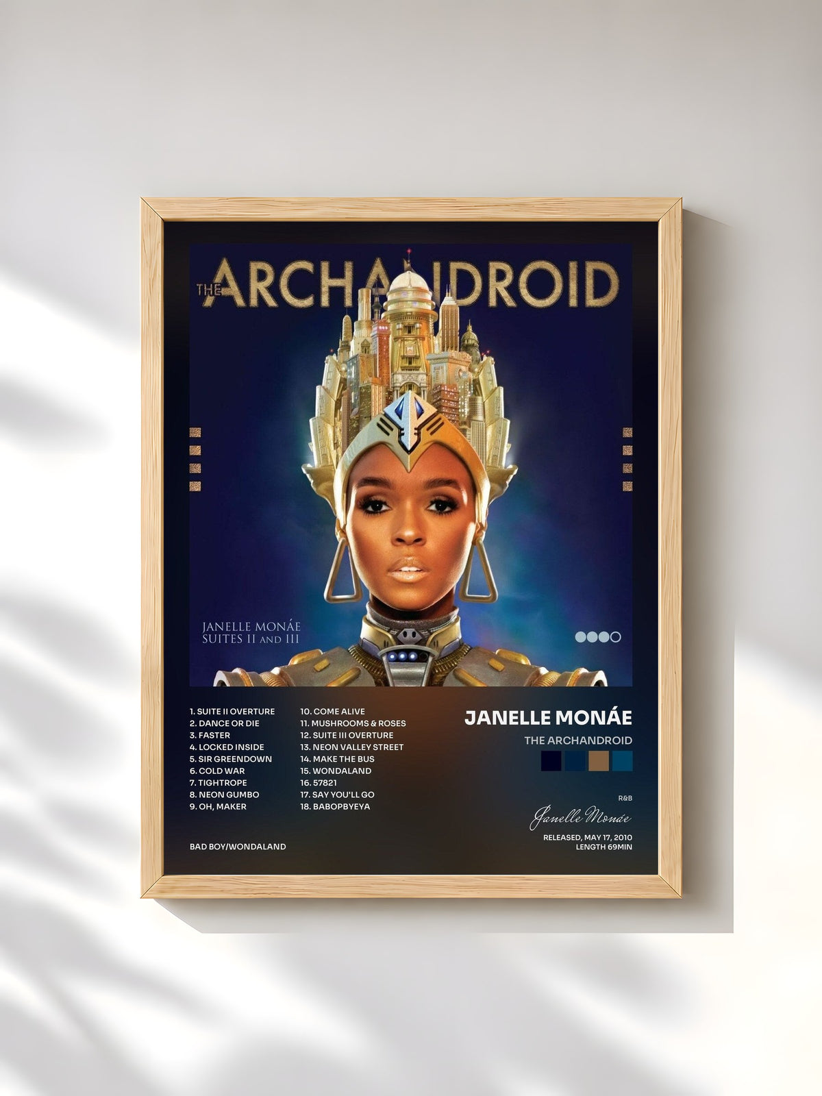 #bois Tableau de l'album The ArchAndroid de Janelle Monáe, cadre en bois brut, imprimé et encadré en France