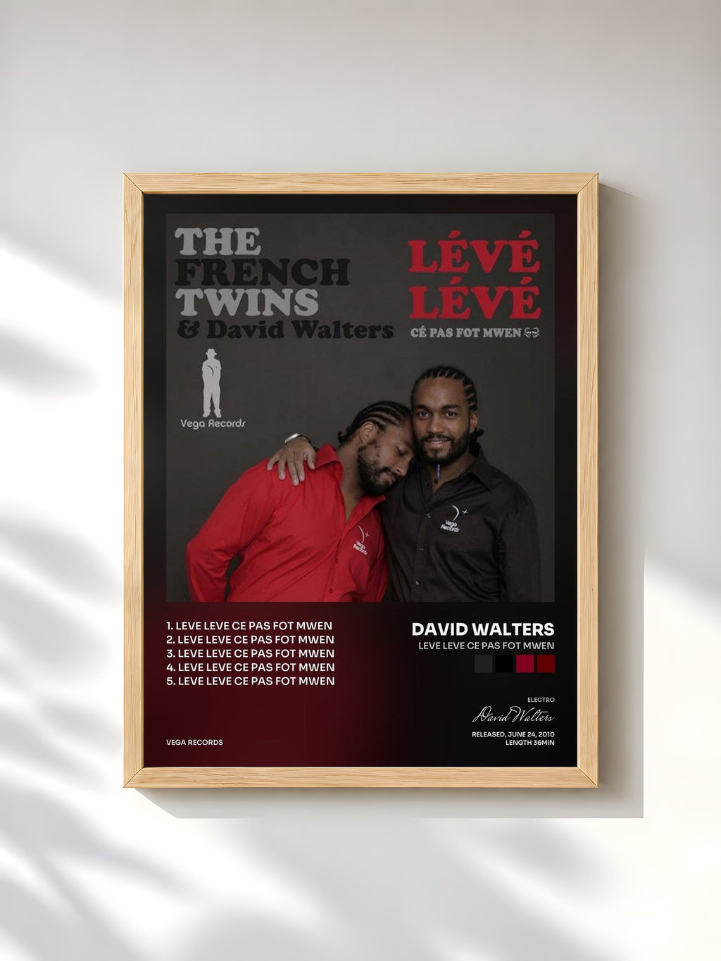#bois Tableau de l'album Leve Leve Ce Pas Fot Mwen de David Walters, cadre en bois brut, imprimé et encadré en France