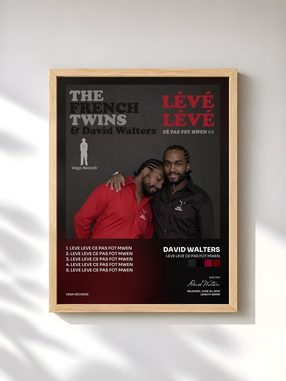 #bois Tableau de l'album Leve Leve Ce Pas Fot Mwen de David Walters, cadre en bois brut, imprimé et encadré en France