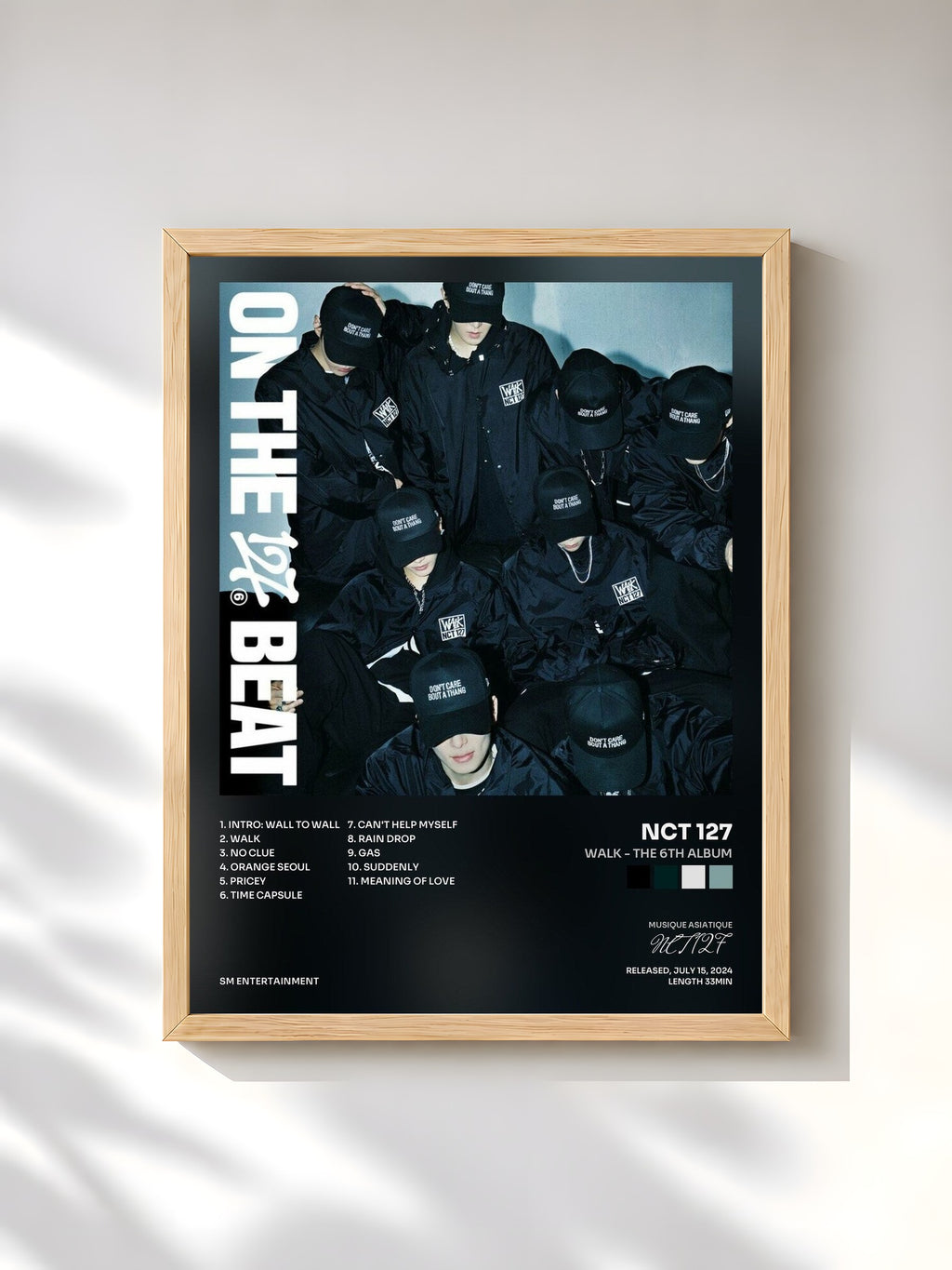 #bois Tableau de l'album WALK - The 6th Album de NCT 127, cadre en bois brut, imprimé et encadré en France