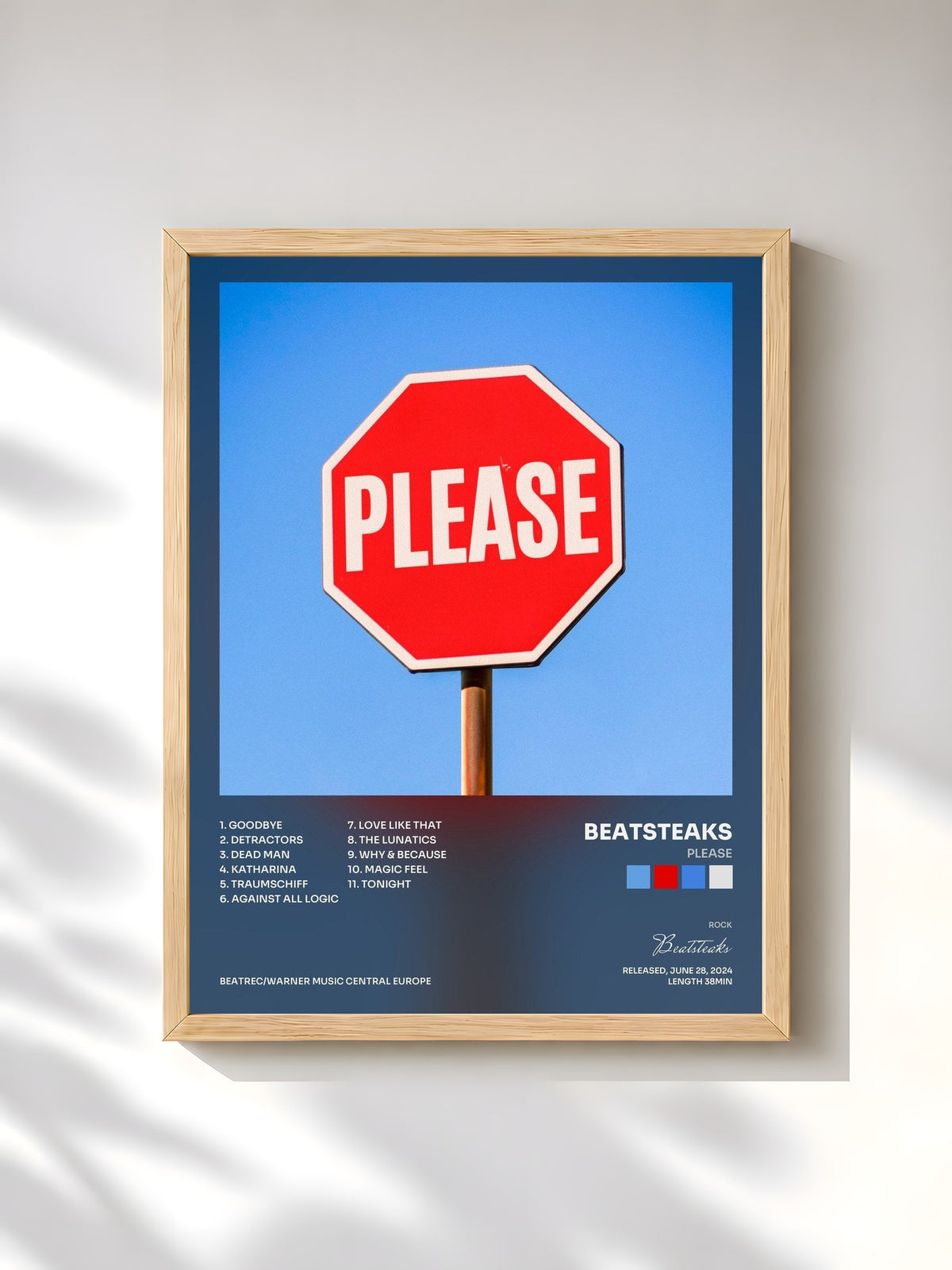 #bois Tableau de l'album PLEASE de Beatsteaks, cadre en bois brut, imprimé et encadré en France