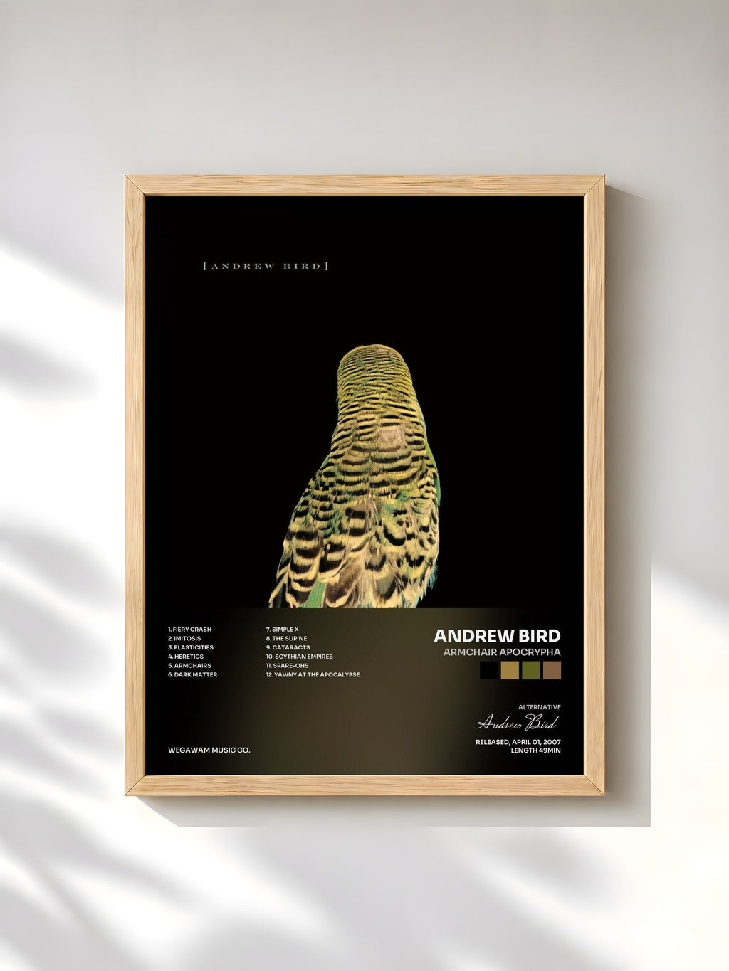 #bois Tableau de l'album Armchair Apocrypha de Andrew Bird, cadre en bois brut, imprimé et encadré en France