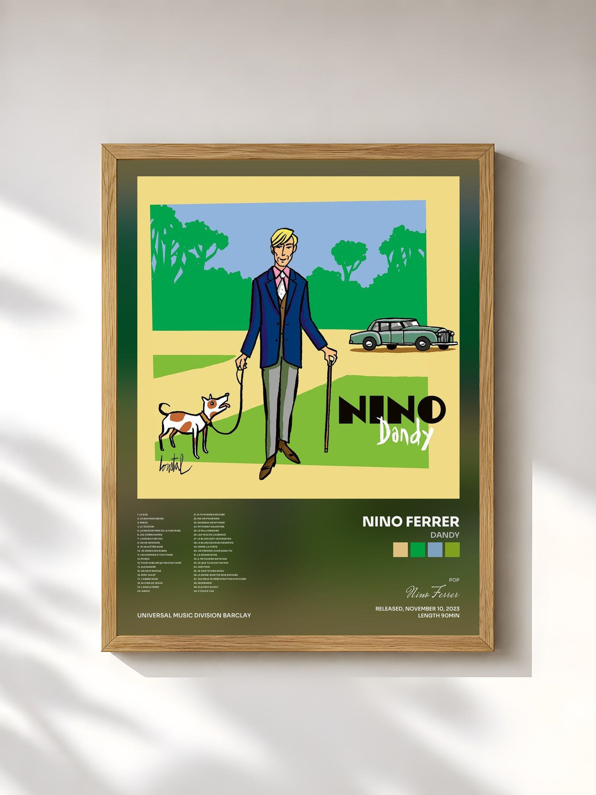 #bois Tableau de l'album Dandy de Nino Ferrer, cadre en bois brut, imprimé et encadré en France
