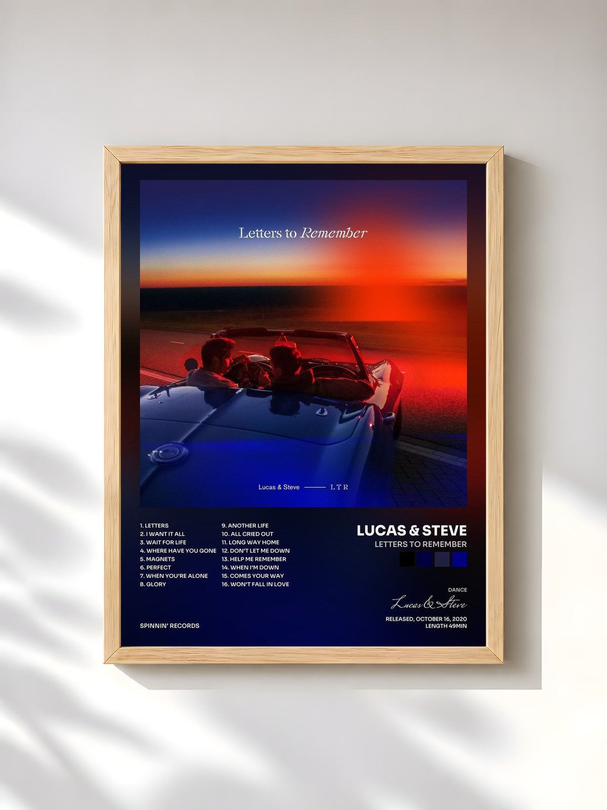 #bois Tableau de l'album Letters To Remember de Lucas & Steve, cadre en bois brut, imprimé et encadré en France