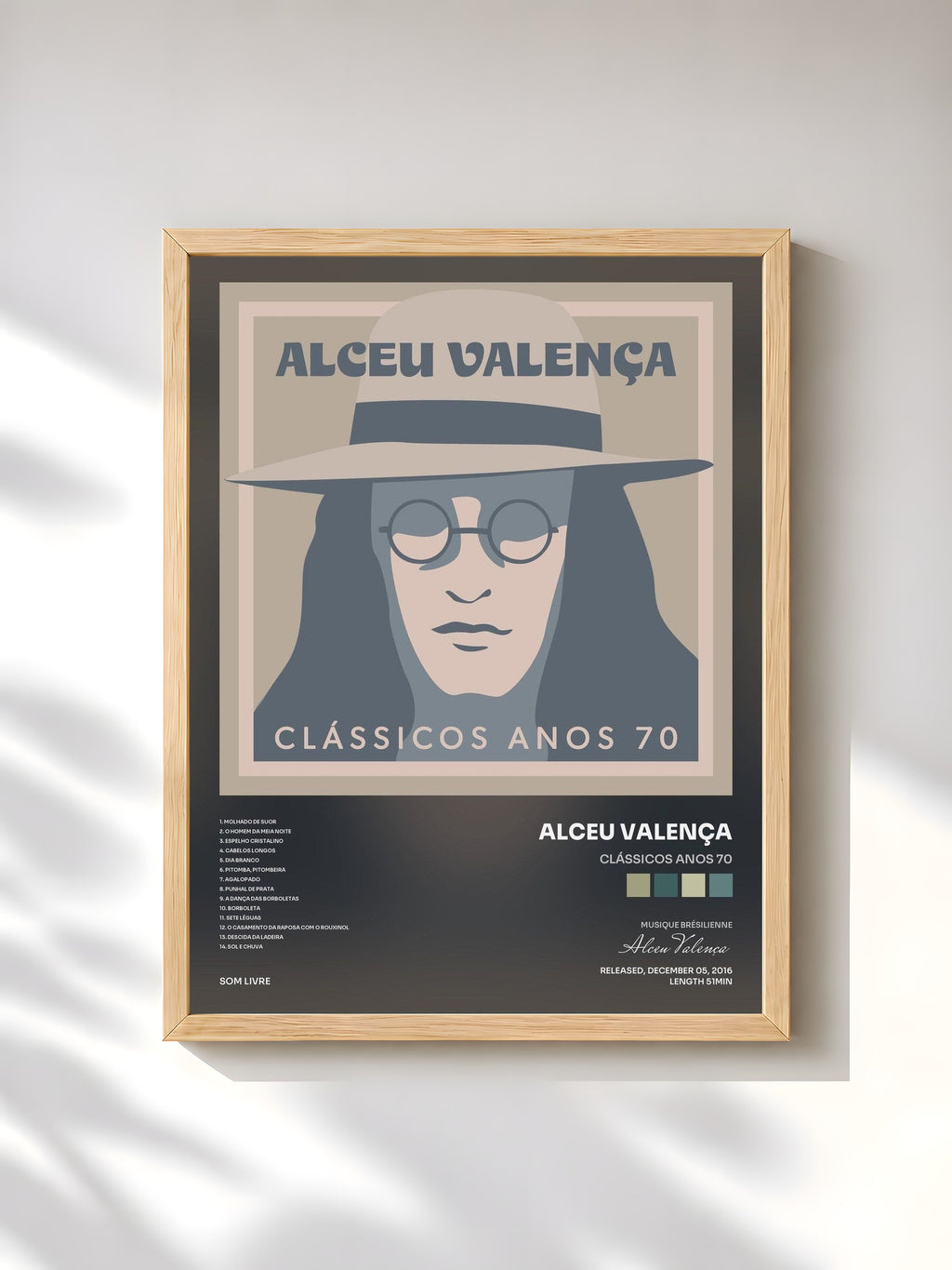 #bois Tableau de l'album Clássicos Anos 70 de Alceu Valença, cadre en bois brut, imprimé et encadré en France