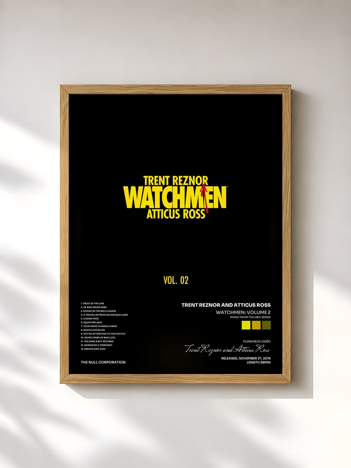 #bois Tableau de l'album Watchmen: Volume 2 (Music from the HBO Series) de Trent Reznor and Atticus Ross, cadre en bois brut, imprimé et encadré en France