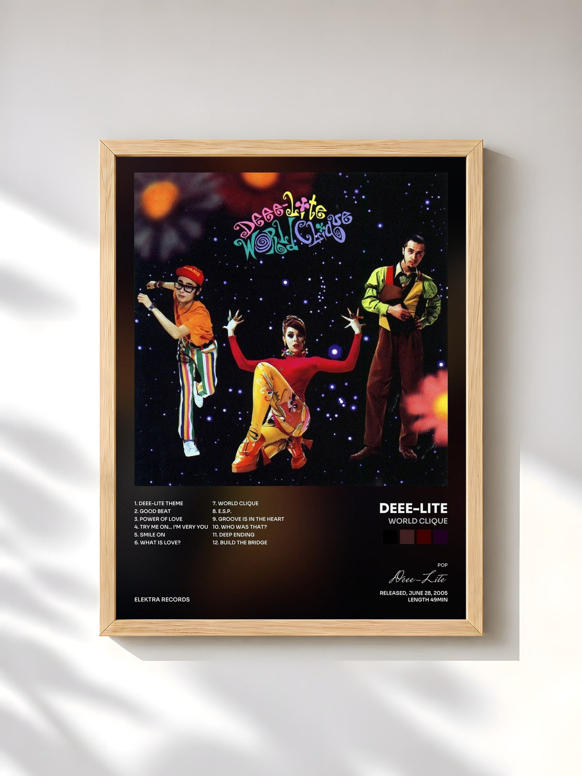 #bois Tableau de l'album World Clique de Deee-Lite, cadre en bois brut, imprimé et encadré en France