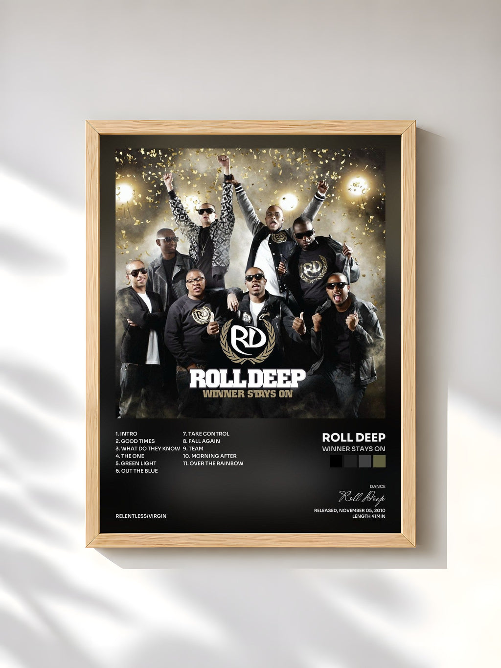 #bois Tableau de l'album Winner Stays On de Roll Deep, cadre en bois brut, imprimé et encadré en France