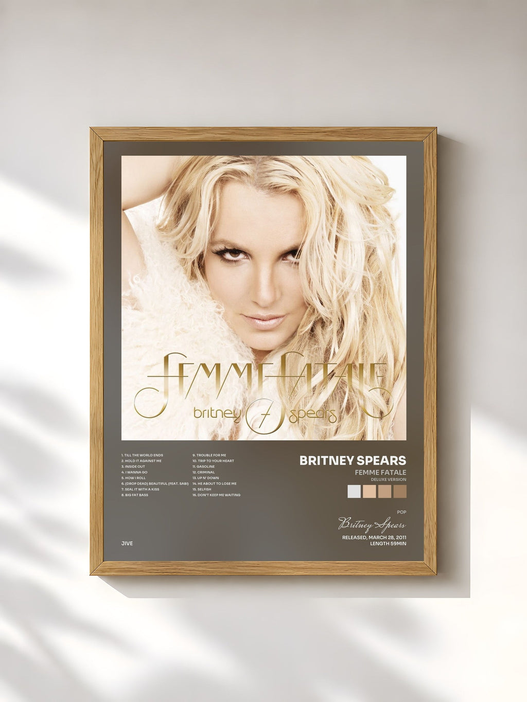 #bois Tableau de l'album Femme Fatale (Deluxe Version) de Britney Spears, cadre en bois brut, imprimé et encadré en France