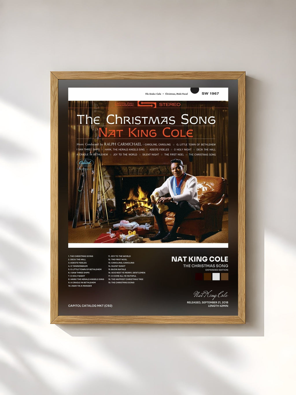 #bois Tableau de l'album The Christmas Song (Expanded Edition) de Nat King Cole, cadre en bois brut, imprimé et encadré en France