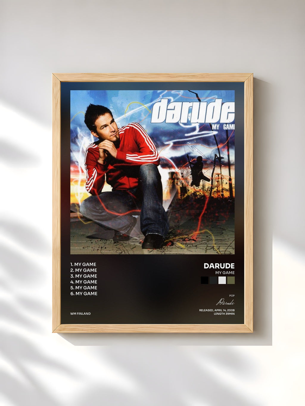 #bois Tableau de l'album My Game de Darude, cadre en bois brut, imprimé et encadré en France