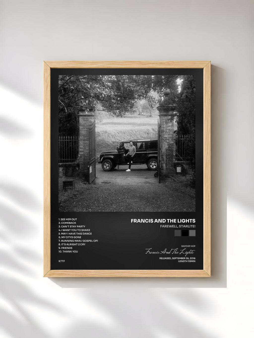 #bois Tableau de l'album Farewell, Starlite! de Francis And The Lights, cadre en bois brut, imprimé et encadré en France