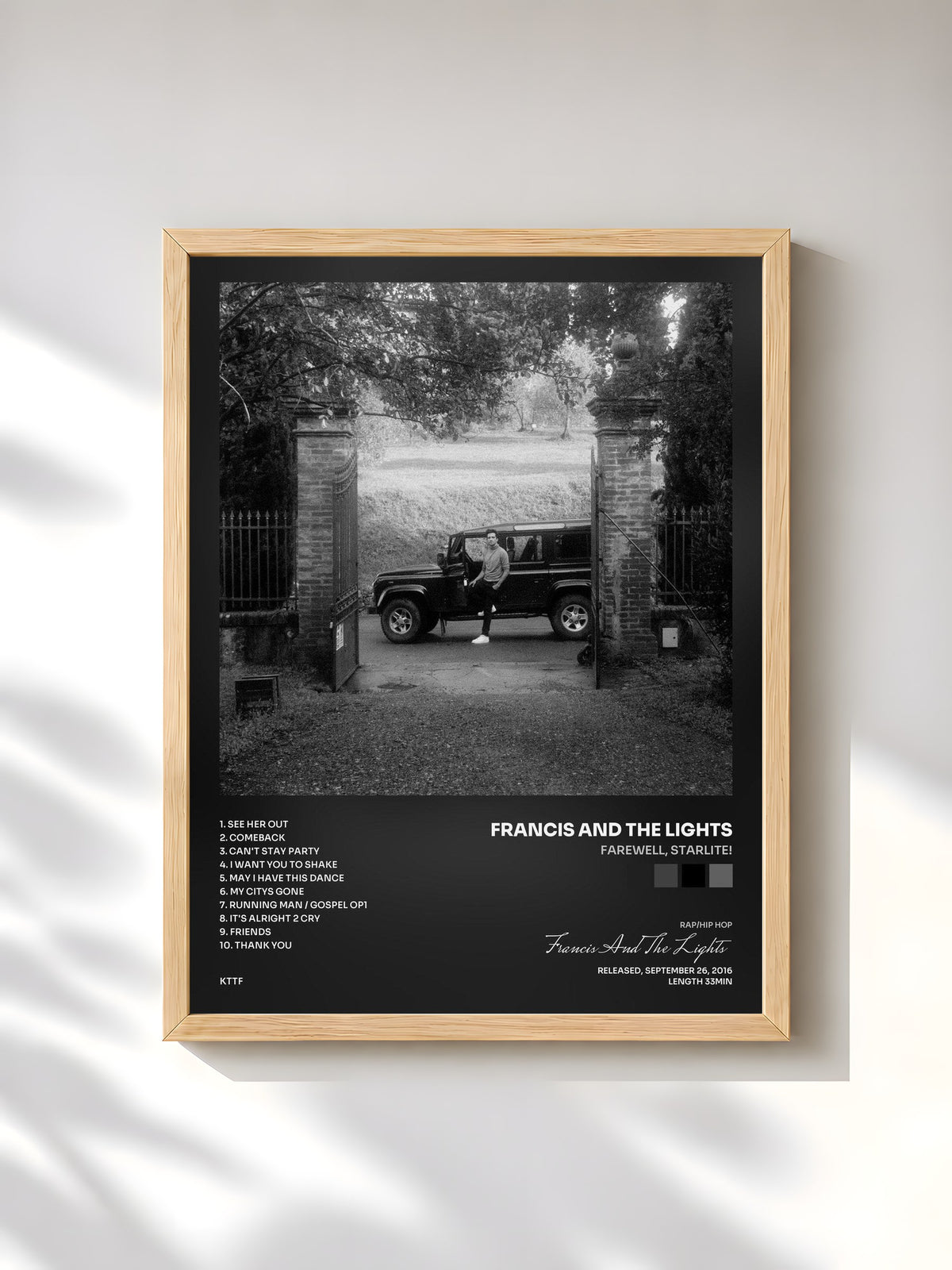 #bois Tableau de l'album Farewell, Starlite! de Francis And The Lights, cadre en bois brut, imprimé et encadré en France