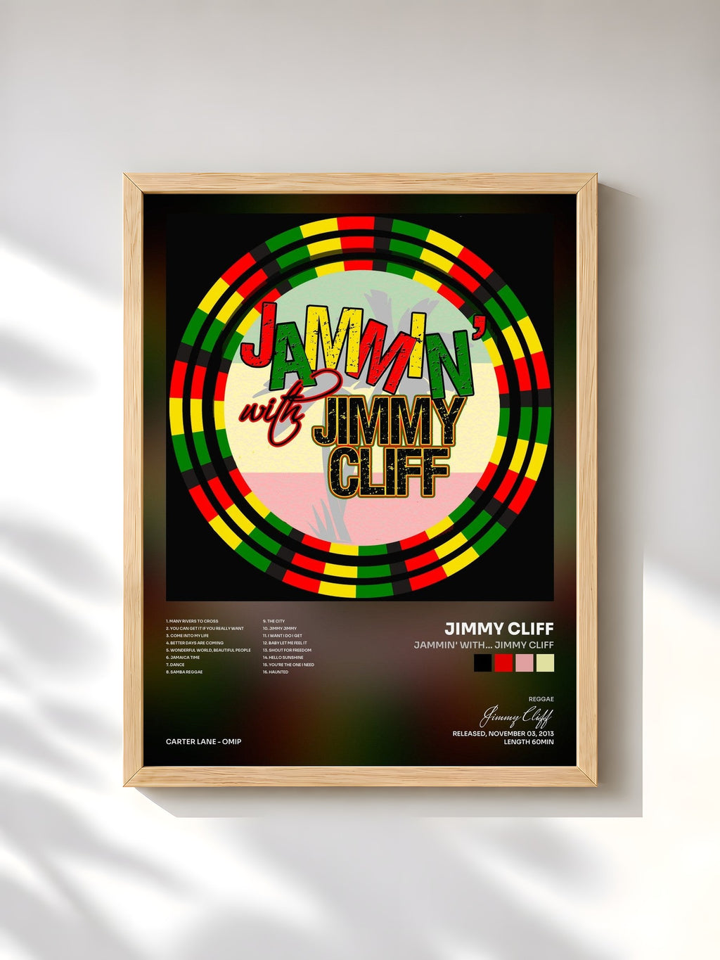 #bois Tableau de l'album Jammin' With… Jimmy Cliff de Jimmy Cliff, cadre en bois brut, imprimé et encadré en France