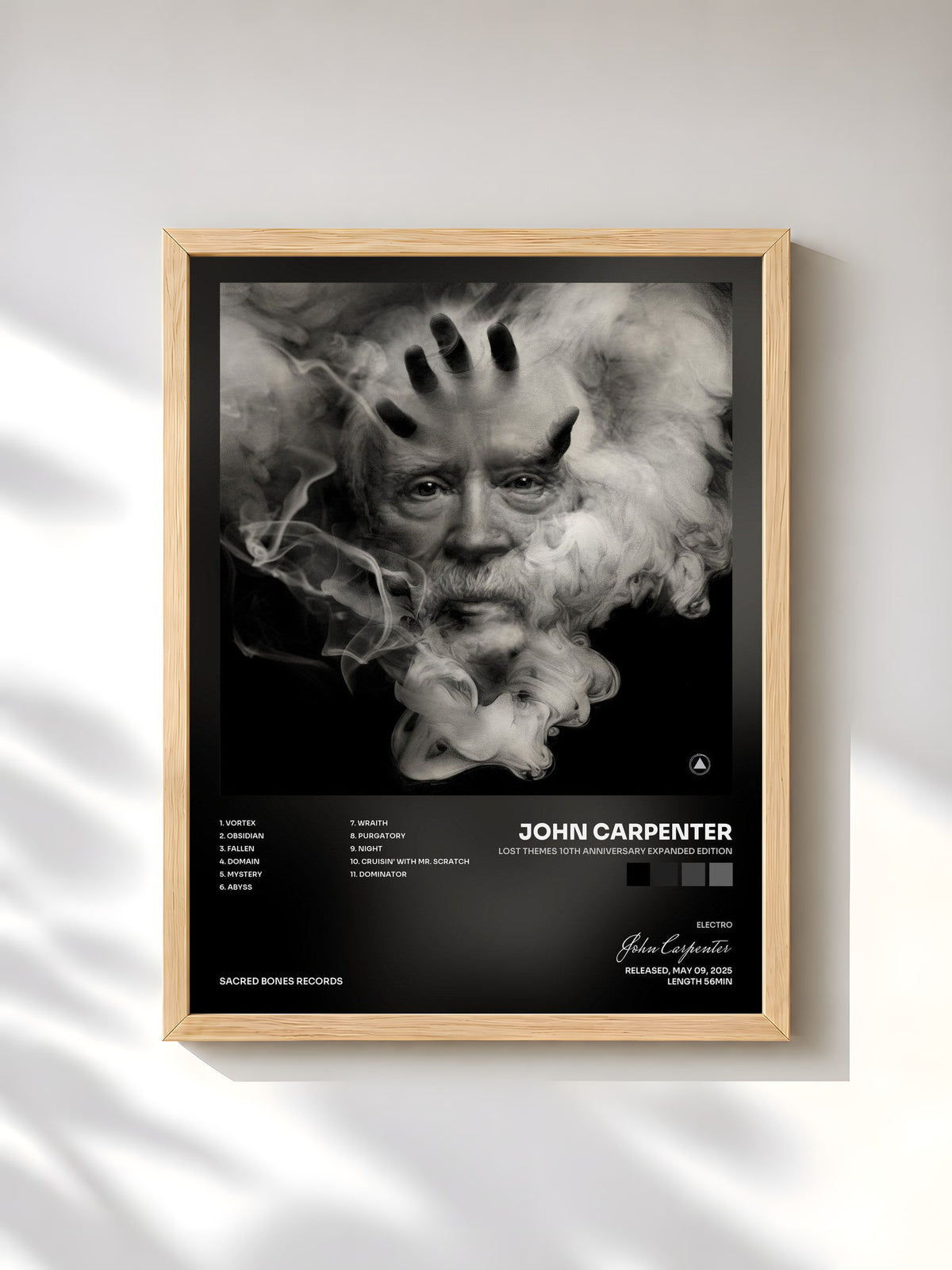 #bois Tableau de l'album Lost Themes 10th Anniversary Expanded Edition de John Carpenter, cadre en bois brut, imprimé et encadré en France