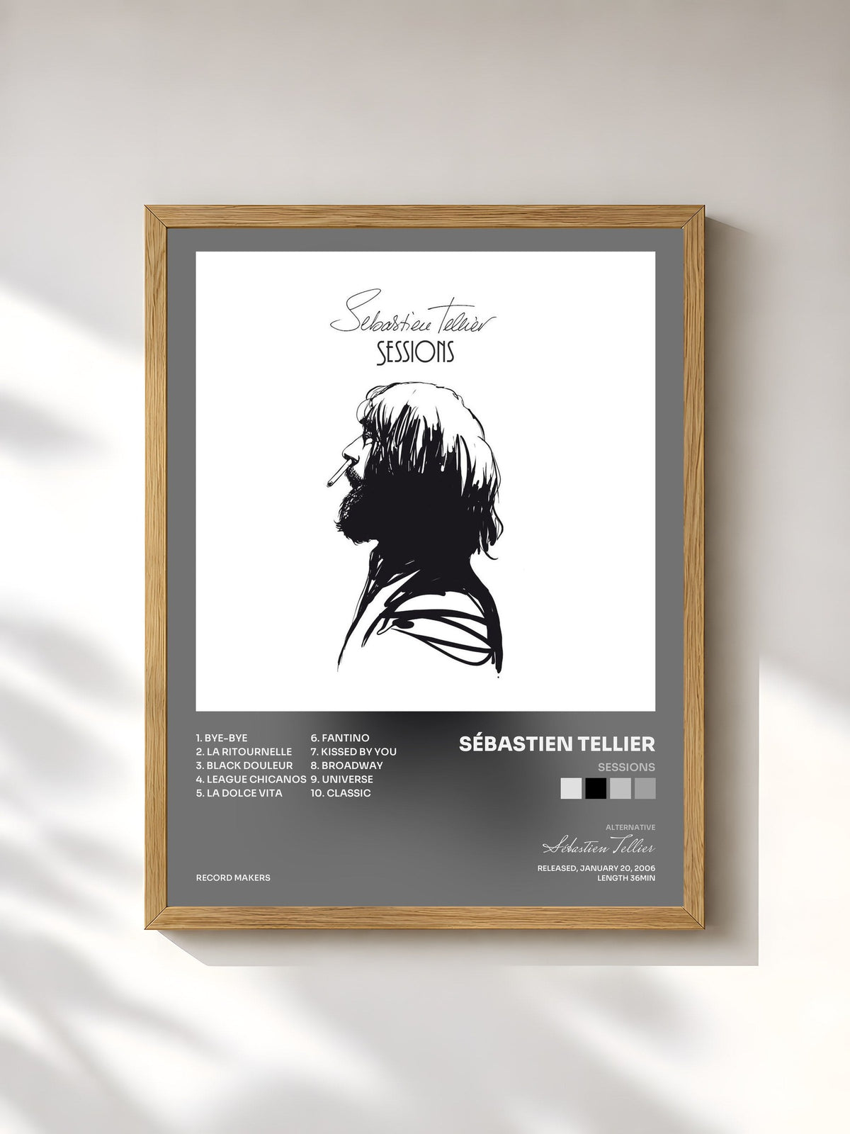 #bois Tableau de l'album Sessions de Sébastien Tellier, cadre en bois brut, imprimé et encadré en France