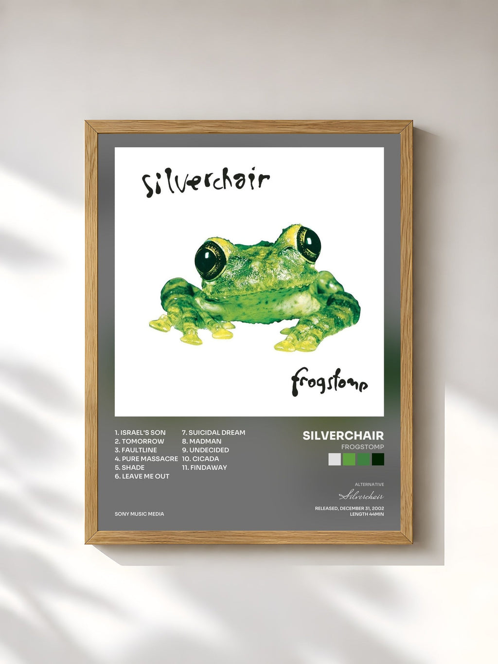 #bois Tableau de l'album Frogstomp de Silverchair, cadre en bois brut, imprimé et encadré en France